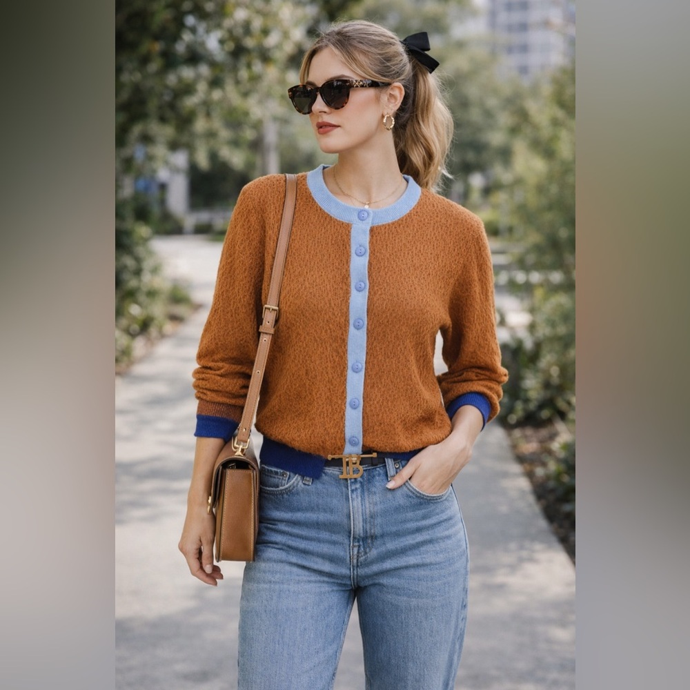 Zara Brown and Blue Cardigan. Size M.